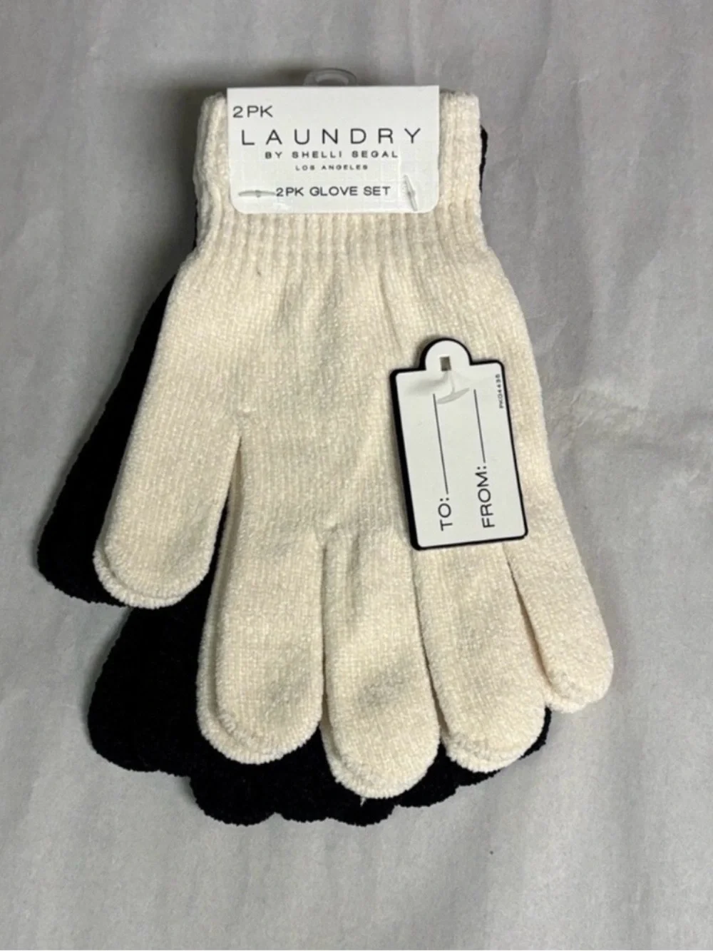 New Laundry Gloves 2 Pairs Set Women’s Black & Ivory Knit Casual Winter Outdoors